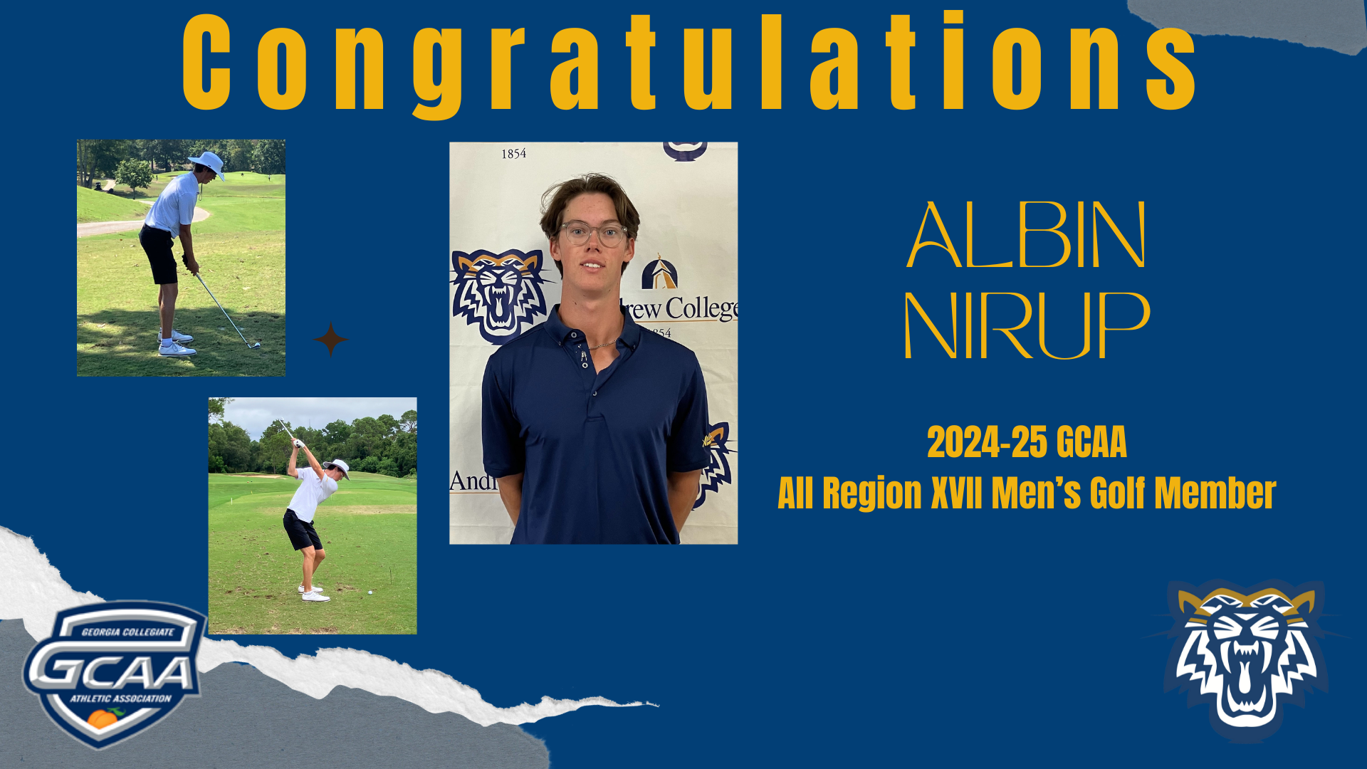 Albin Nirup named GCAA  All Region XVII Men's Golf Member